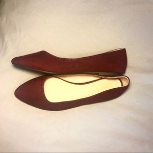 Faux Suede Burgundy Flats
